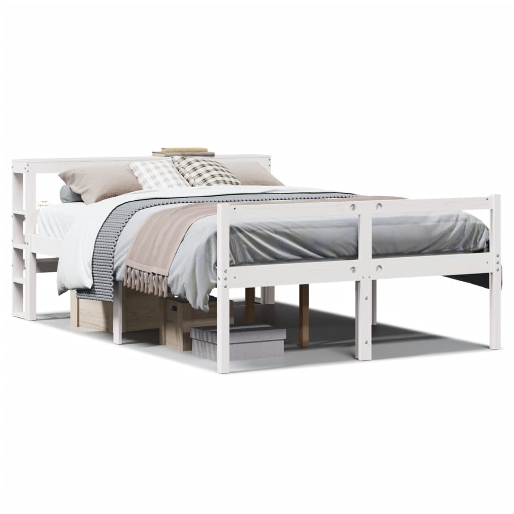 Senior Bed with Headboard without Mattress White 150x200 cm King Size