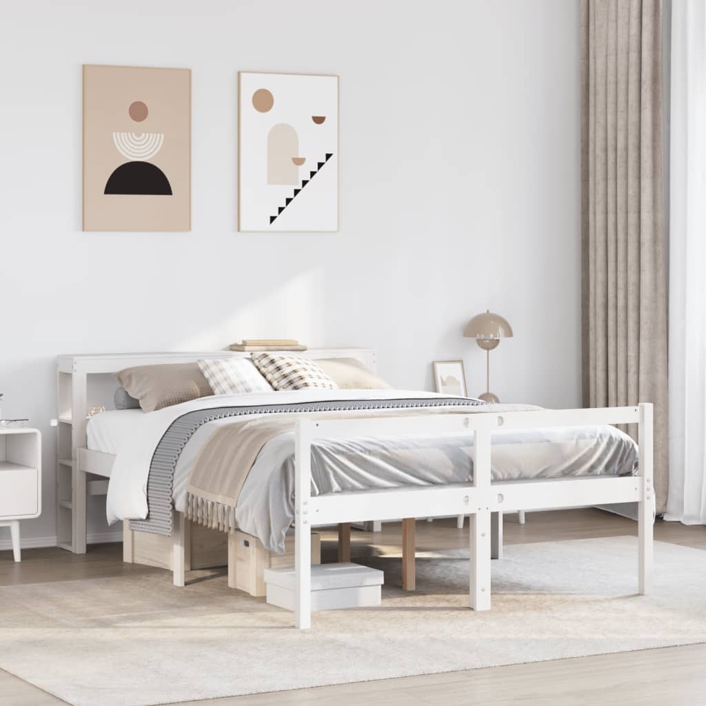 Senior Bed with Headboard without Mattress White 150x200 cm King Size