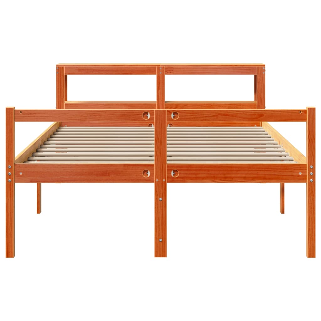 Bed Frame with Headboard without Mattress Wax Brown 150x200 cm King Size