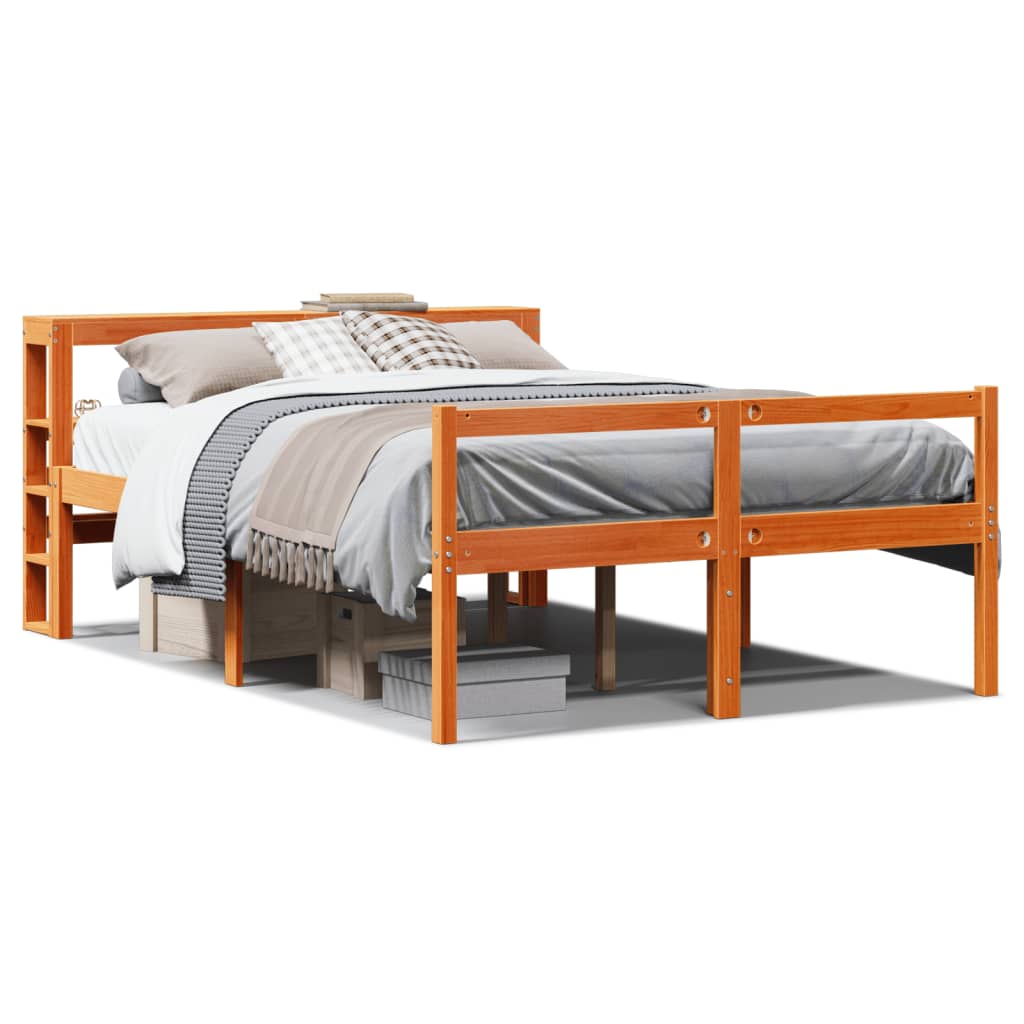 Bed Frame with Headboard without Mattress Wax Brown 160x200 cm