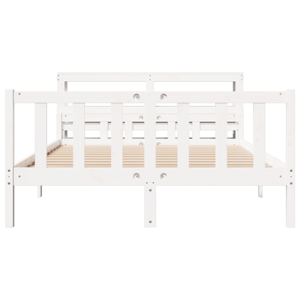 Bed Frame without Mattress White 150x200 cm King Size Solid Wood Pine