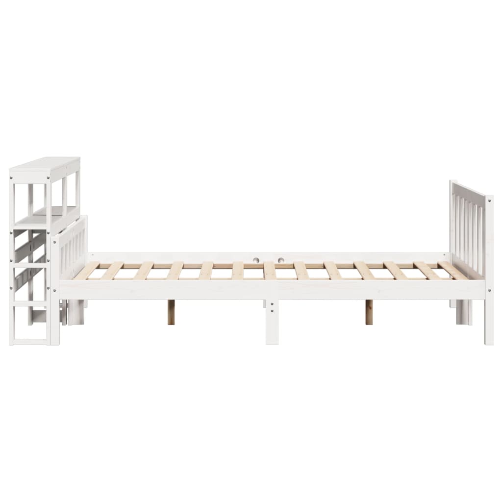 Bed Frame without Mattress White 150x200 cm King Size Solid Wood Pine