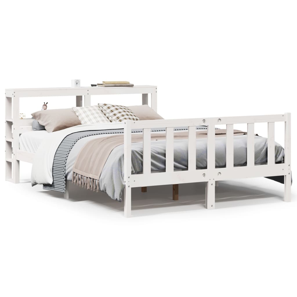 Bed Frame without Mattress White 160x200 cm Solid Wood Pine