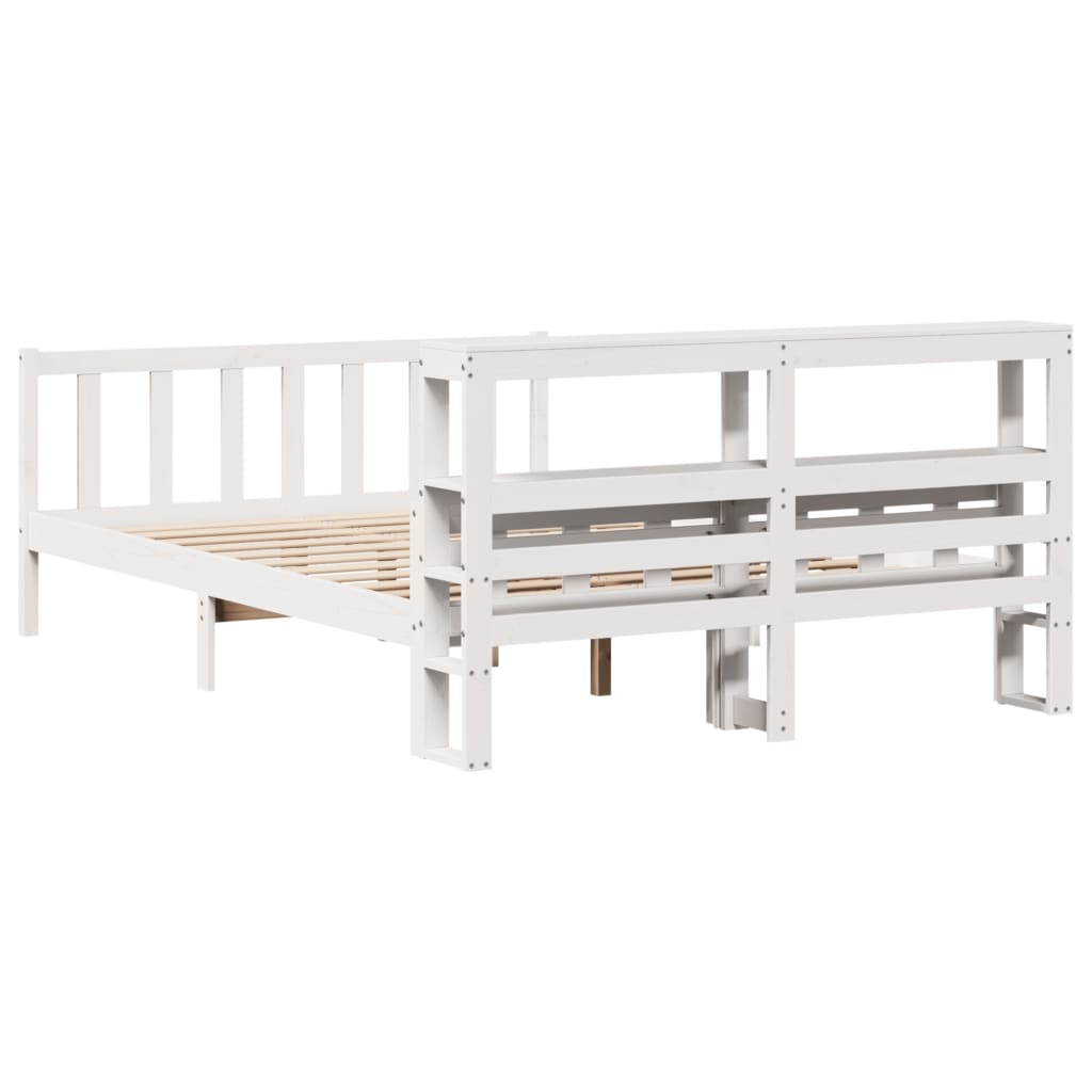 Bed Frame without Mattress White 160x200 cm Solid Wood Pine
