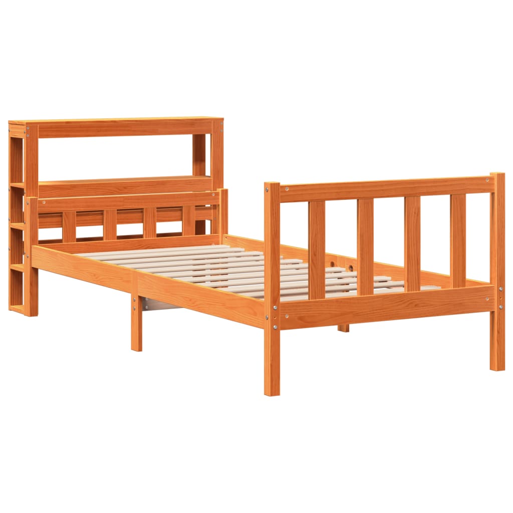 Bed Frame with Headboard without Mattress Wax Brown 75x190 cm Small Single