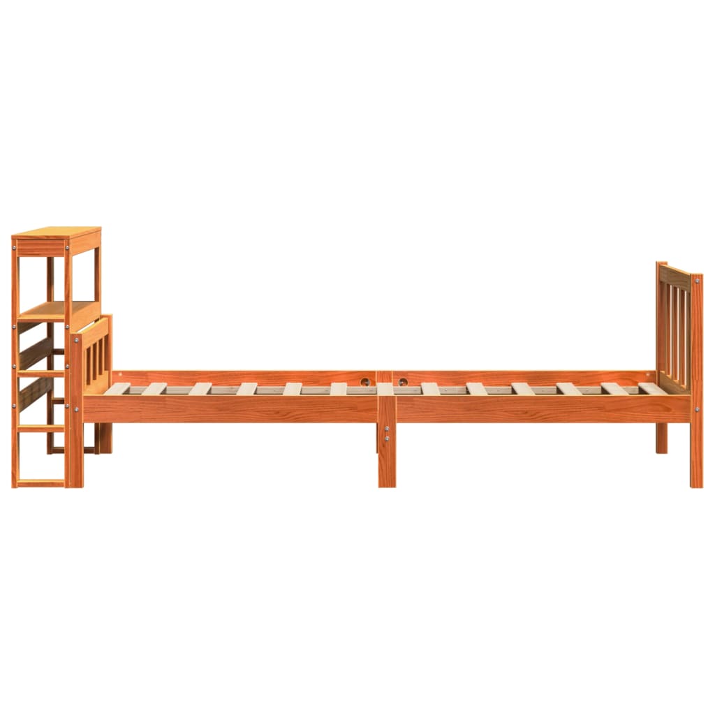 Bed Frame with Headboard without Mattress Wax Brown 75x190 cm Small Single
