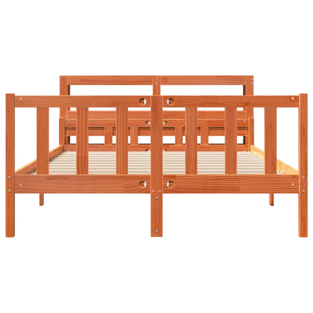Bed Frame with Headboard without Mattress Wax Brown 150x200 cm King Size