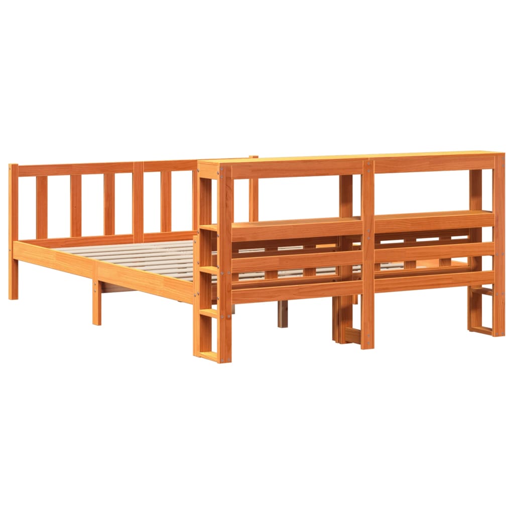 Bed Frame with Headboard without Mattress Wax Brown 150x200 cm King Size