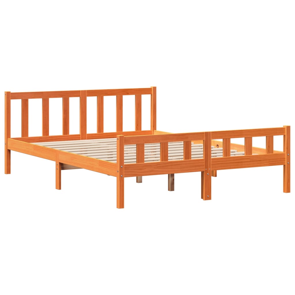 Bed Frame with Headboard without Mattress Wax Brown 150x200 cm King Size