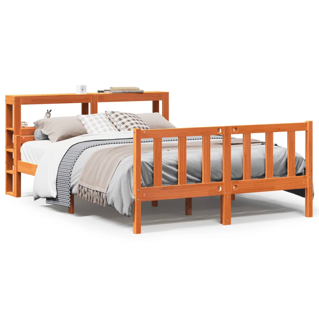 Bed Frame with Headboard without Mattress Wax Brown 160x200 cm