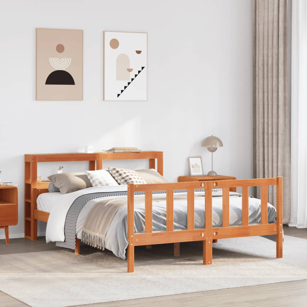 Bed Frame with Headboard without Mattress Wax Brown 160x200 cm