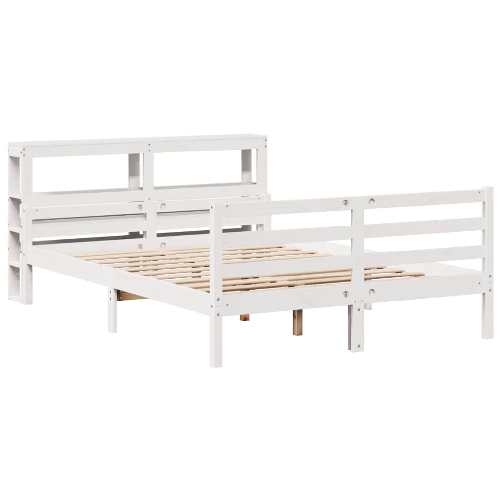 Bed Frame with Headboard without Mattress White 135x190 cm Double