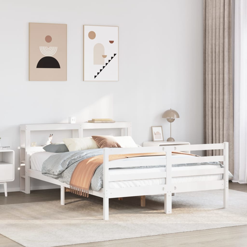 Bed Frame with Headboard without Mattress White 135x190 cm Double