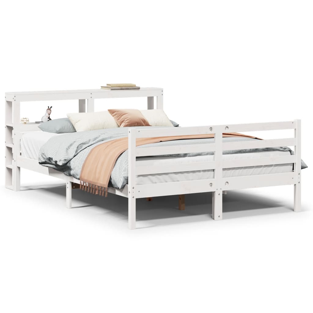 Bed Frame with Headboard without Mattress White 140x200 cm