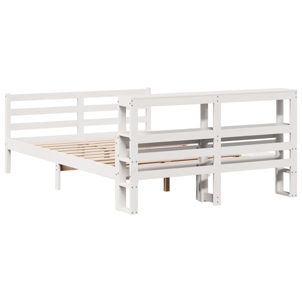 Bed Frame with Headboard without Mattress White 140x200 cm