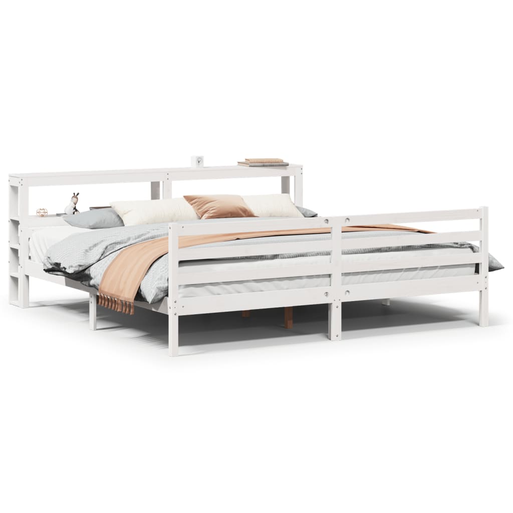 Bed Frame with Headboard without Mattress White 180x200 cm Super King