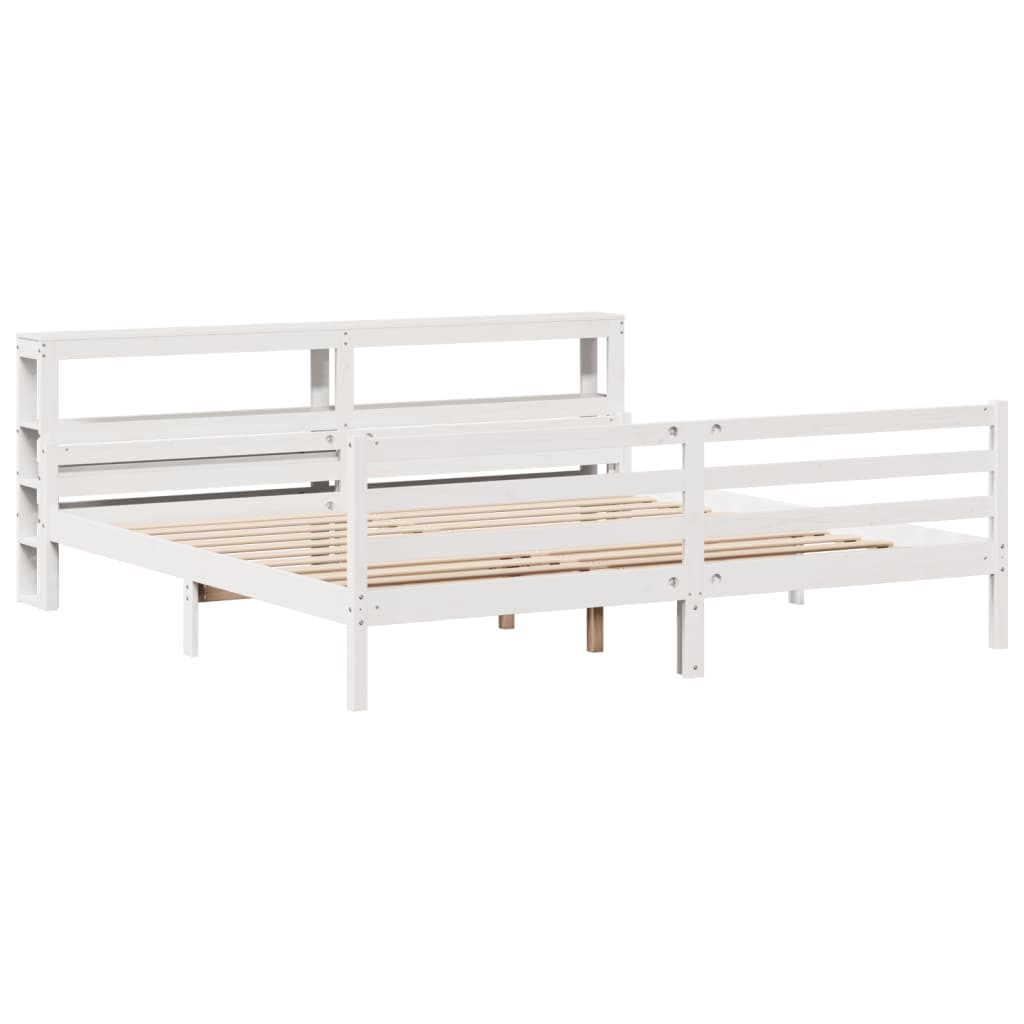 Bed Frame with Headboard without Mattress White 180x200 cm Super King
