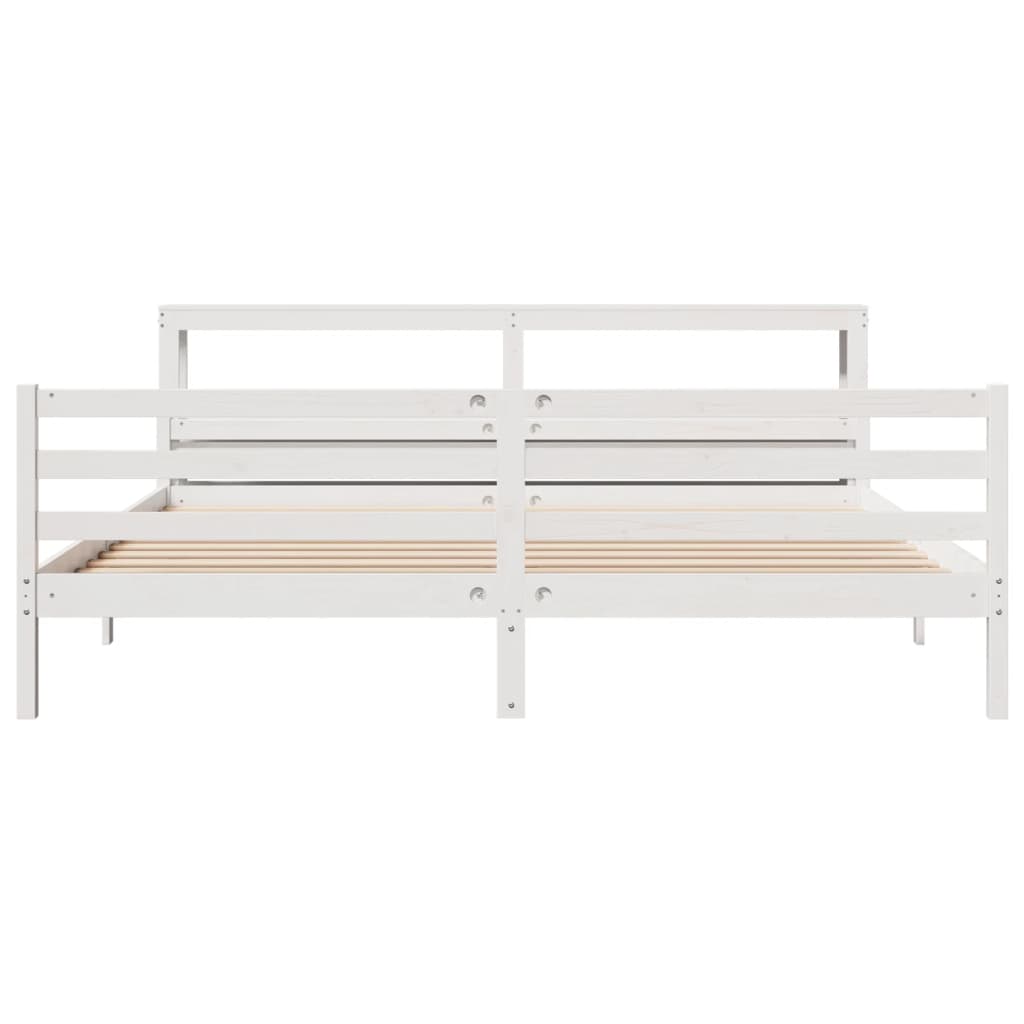 Bed Frame with Headboard without Mattress White 180x200 cm Super King