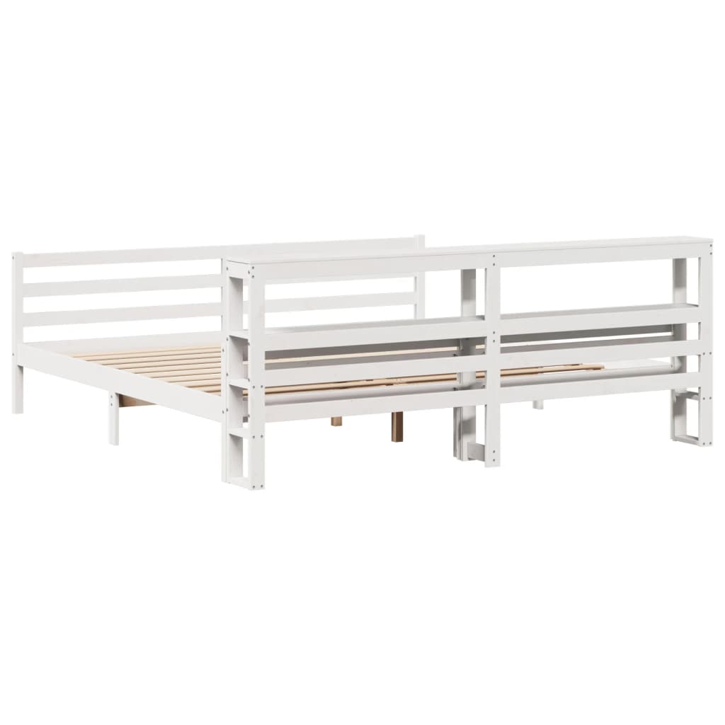 Bed Frame with Headboard without Mattress White 200x200 cm