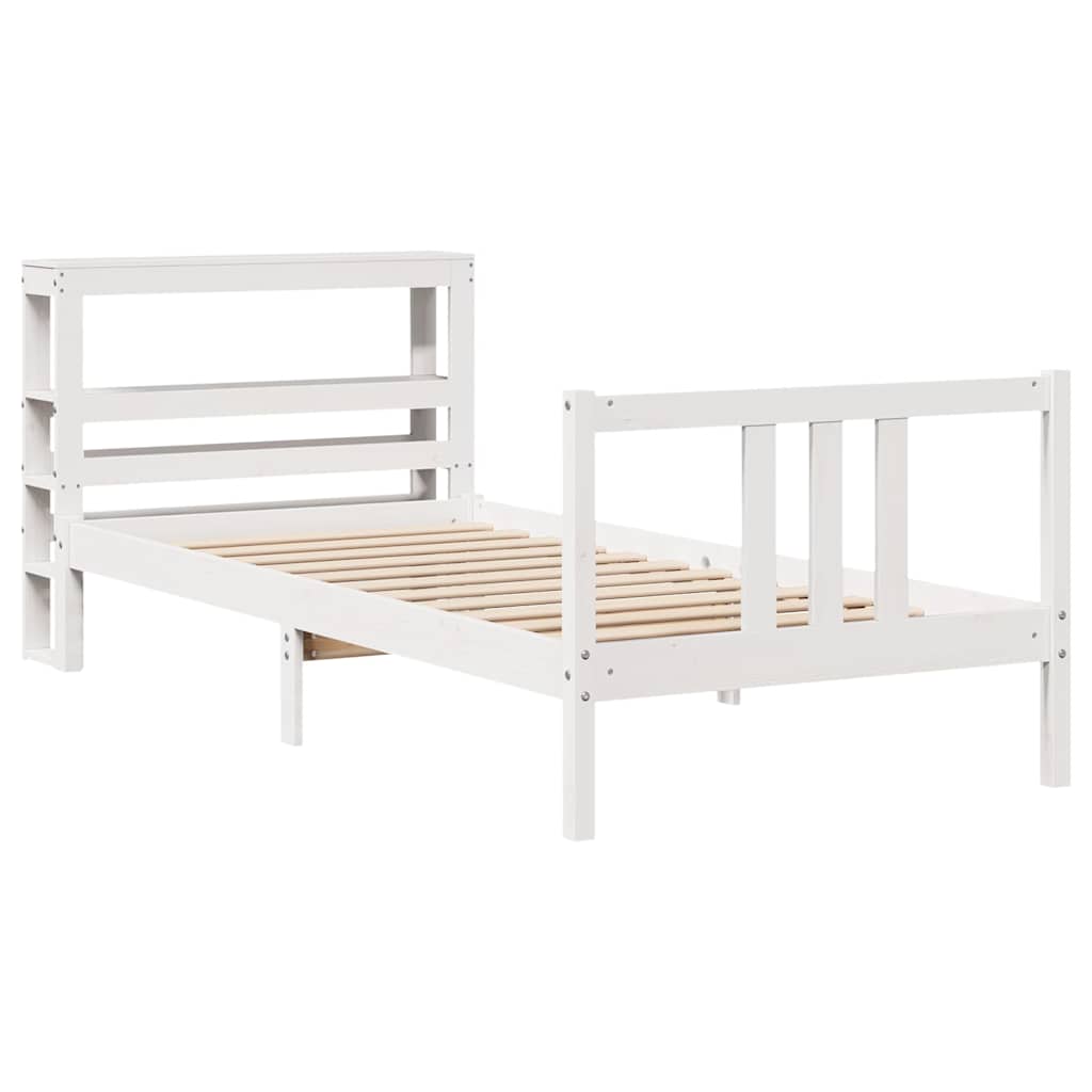 Bed Frame with Headboard without Mattress White 90x200 cm