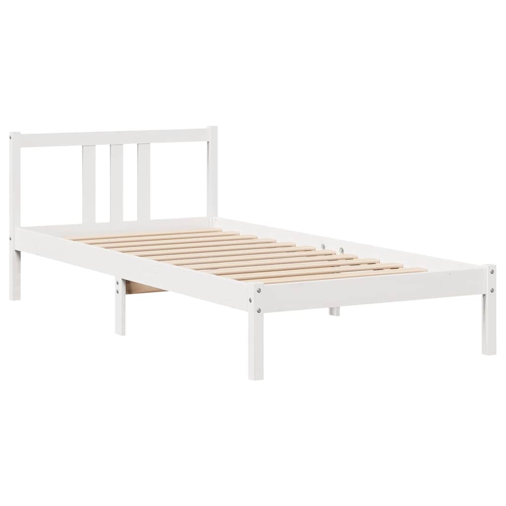 Bed Frame with Headboard without Mattress White 90x200 cm