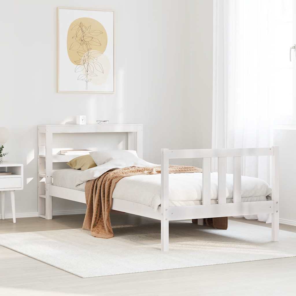 Bed Frame with Headboard without Mattress White 90x200 cm
