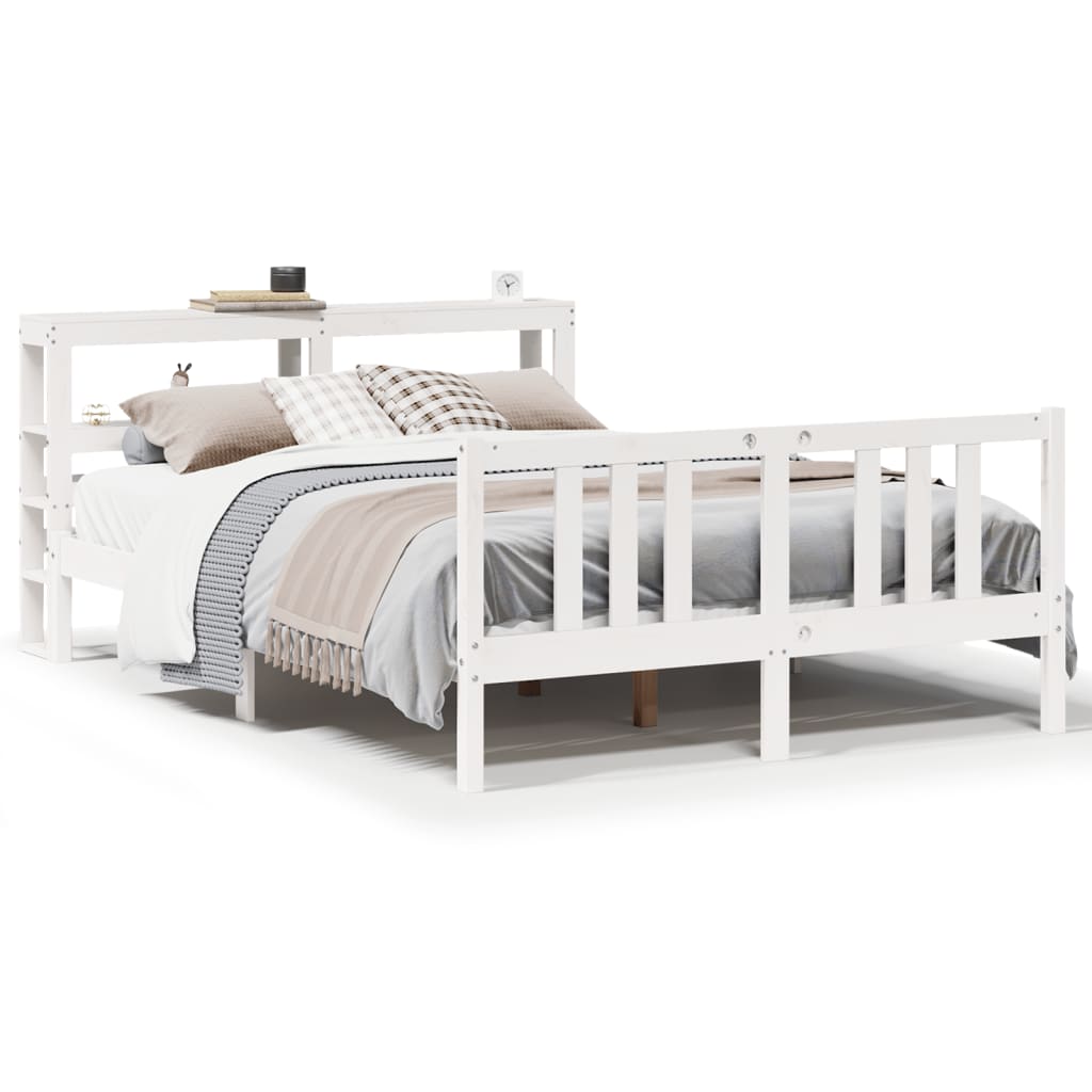 Bed Frame with Headboard without Mattress White 140x200 cm