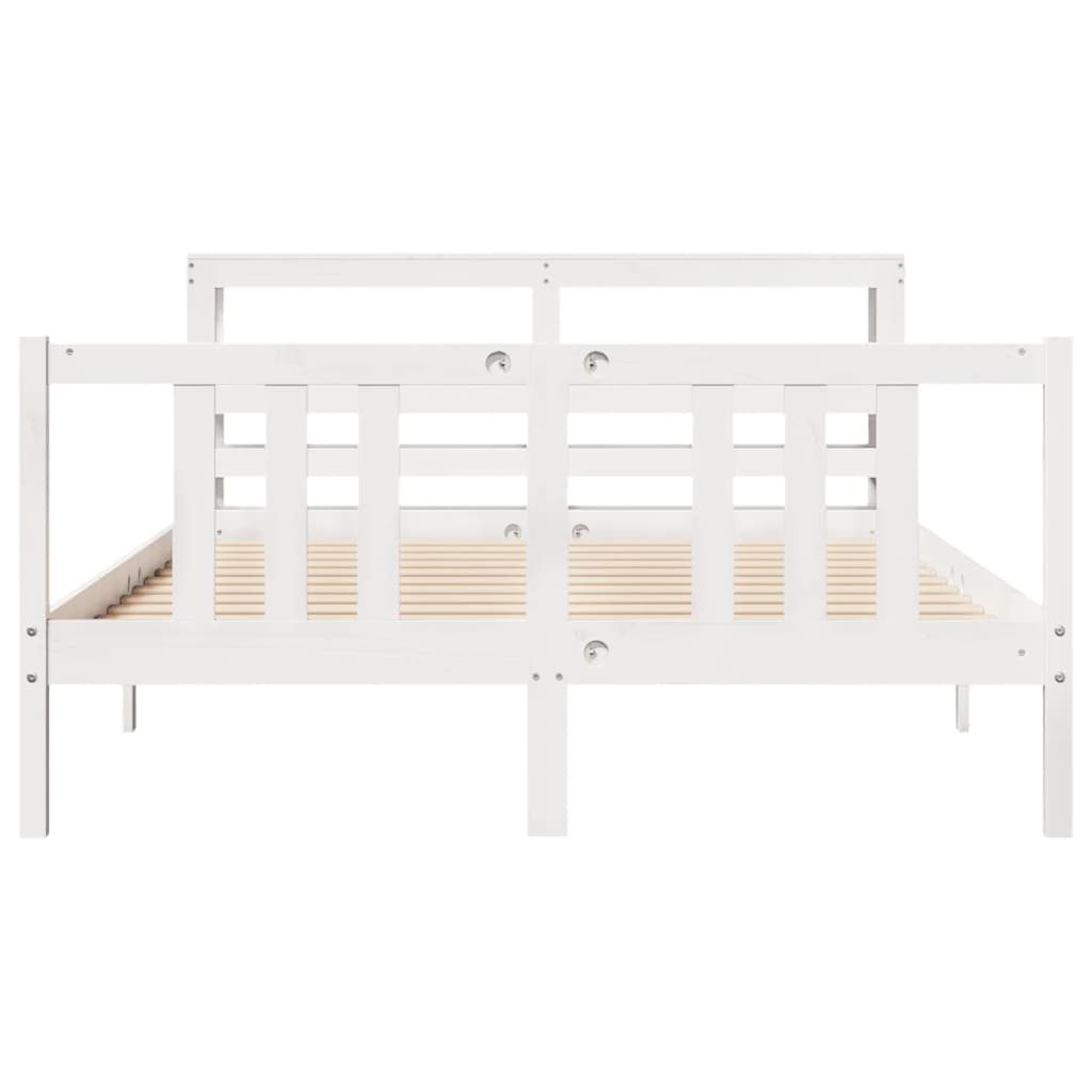 Bed Frame with Headboard without Mattress White 140x200 cm