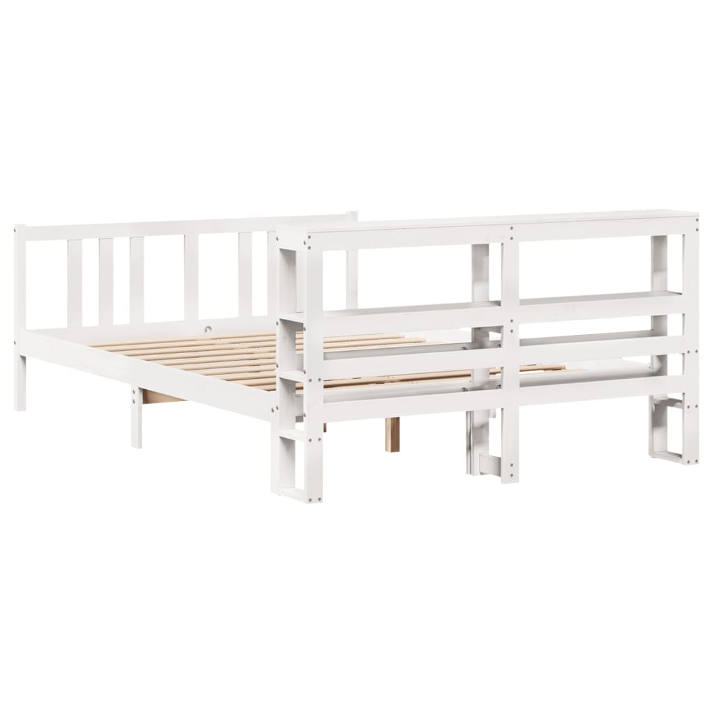 Bed Frame with Headboard without Mattress White 140x200 cm