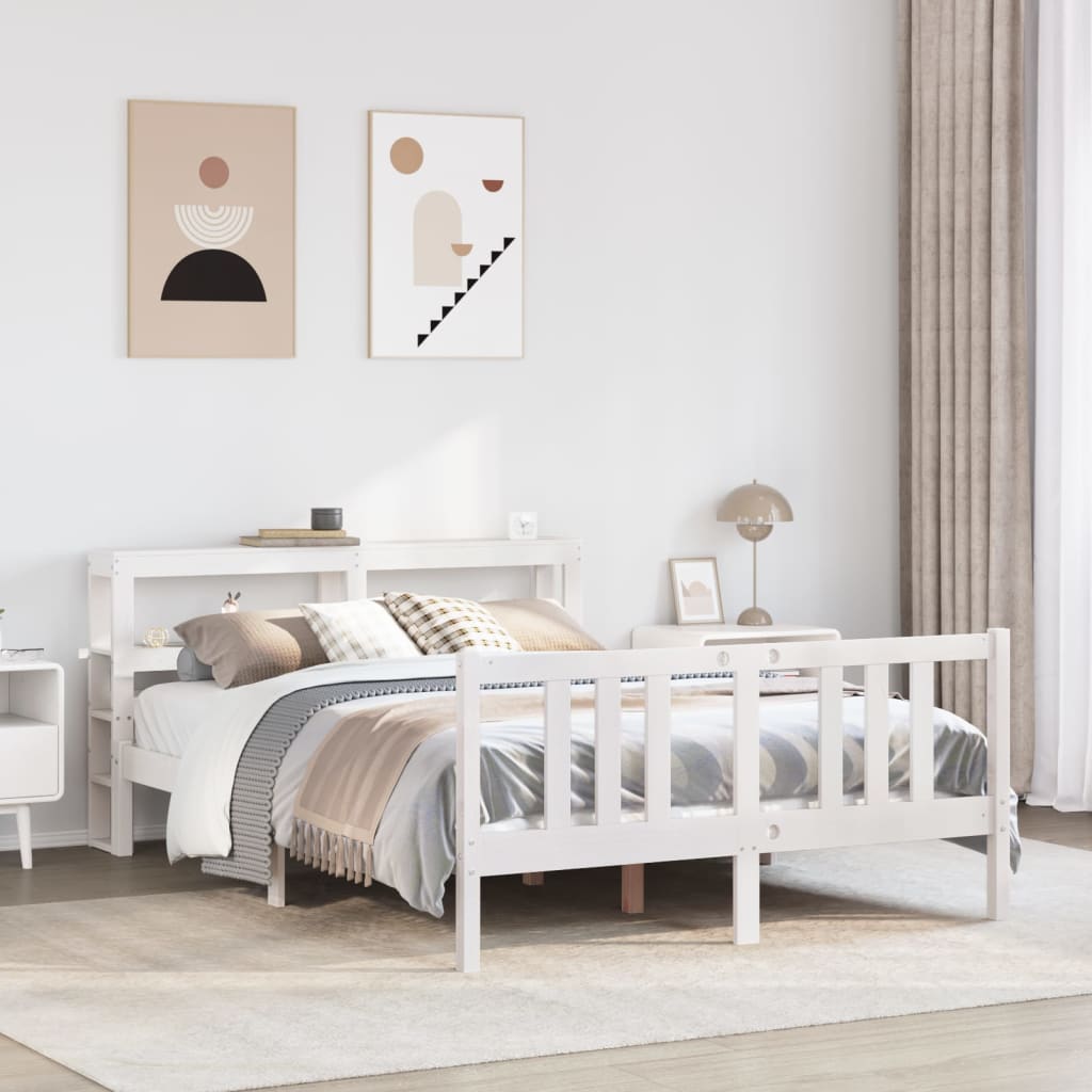 Bed Frame with Headboard without Mattress White 140x200 cm