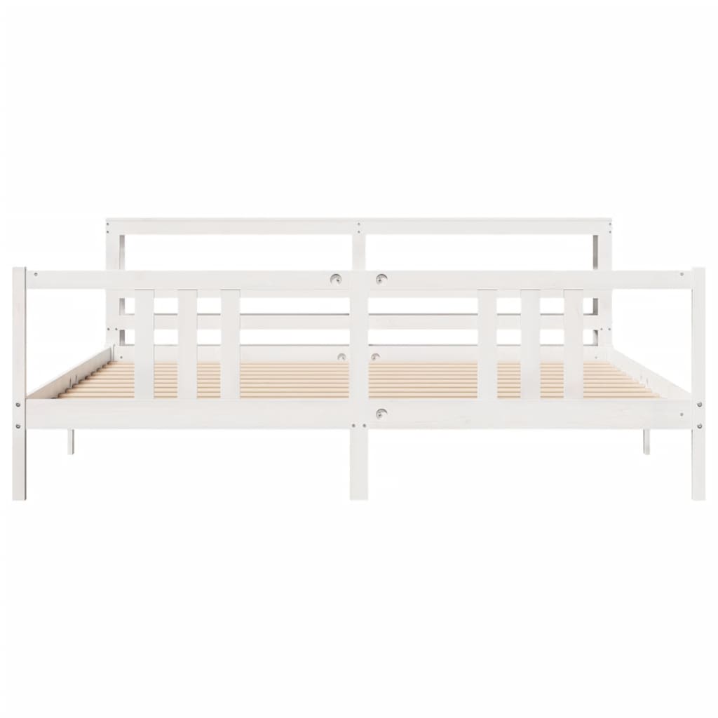 Bed Frame with Headboard without Mattress White 200x200 cm