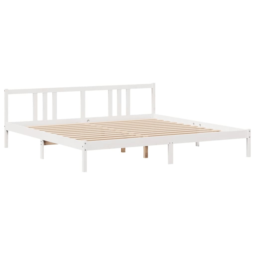 Bed Frame with Headboard without Mattress White 200x200 cm