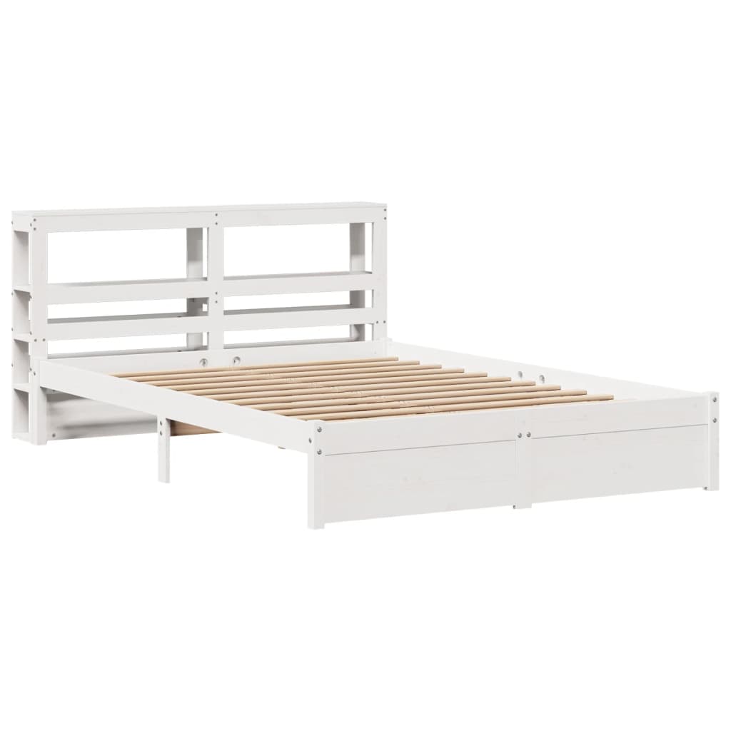 Bed Frame with Headboard without Mattress White 140x190 cm