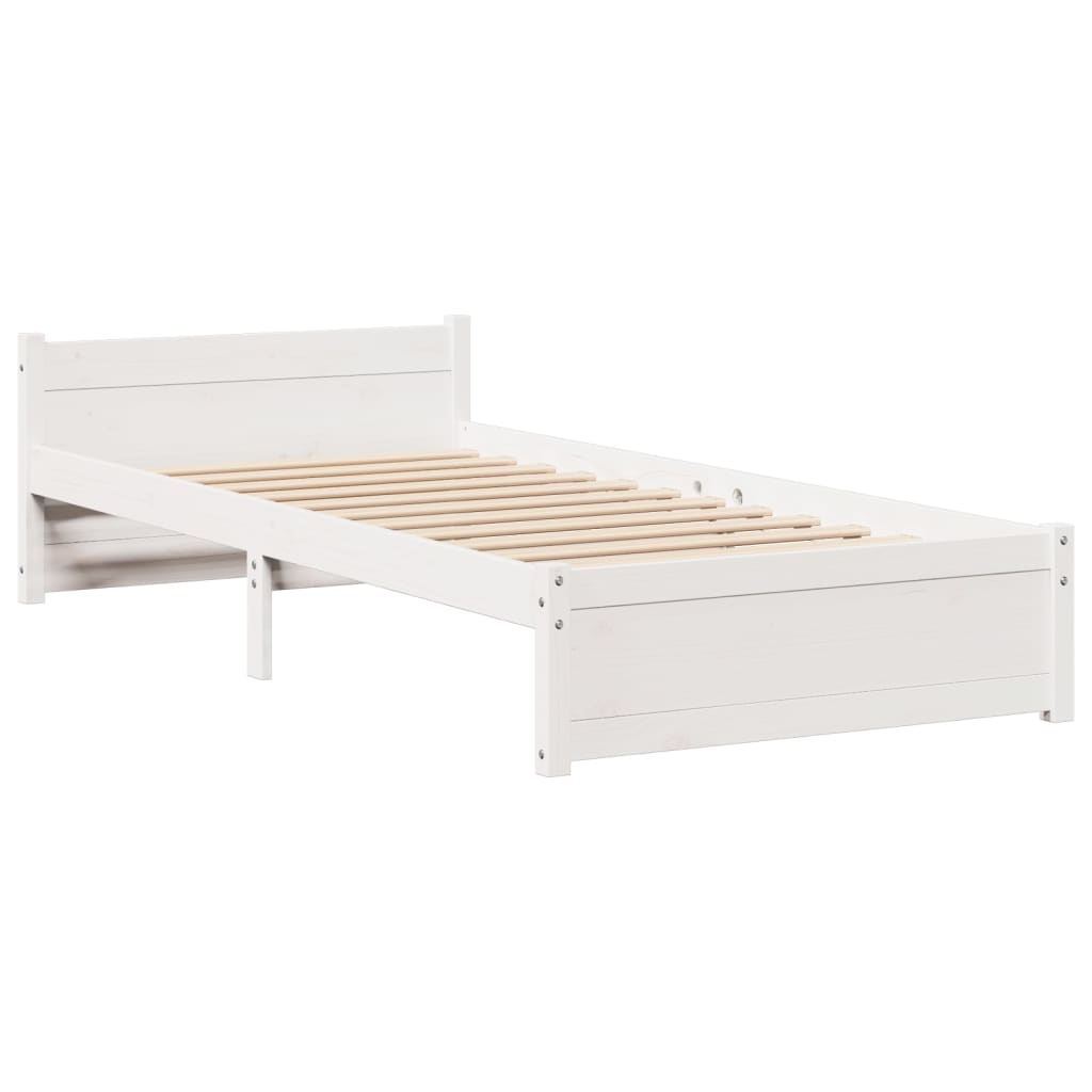 Bed Frame with Headboard without Mattress White 90x190 cm Single