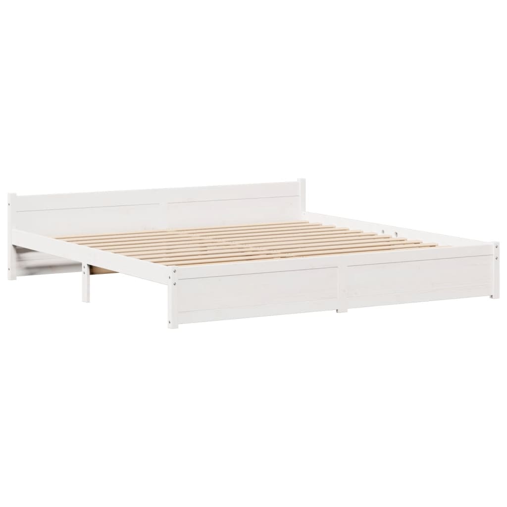 Bed Frame with Headboard without Mattress White 180x200 cm Super King