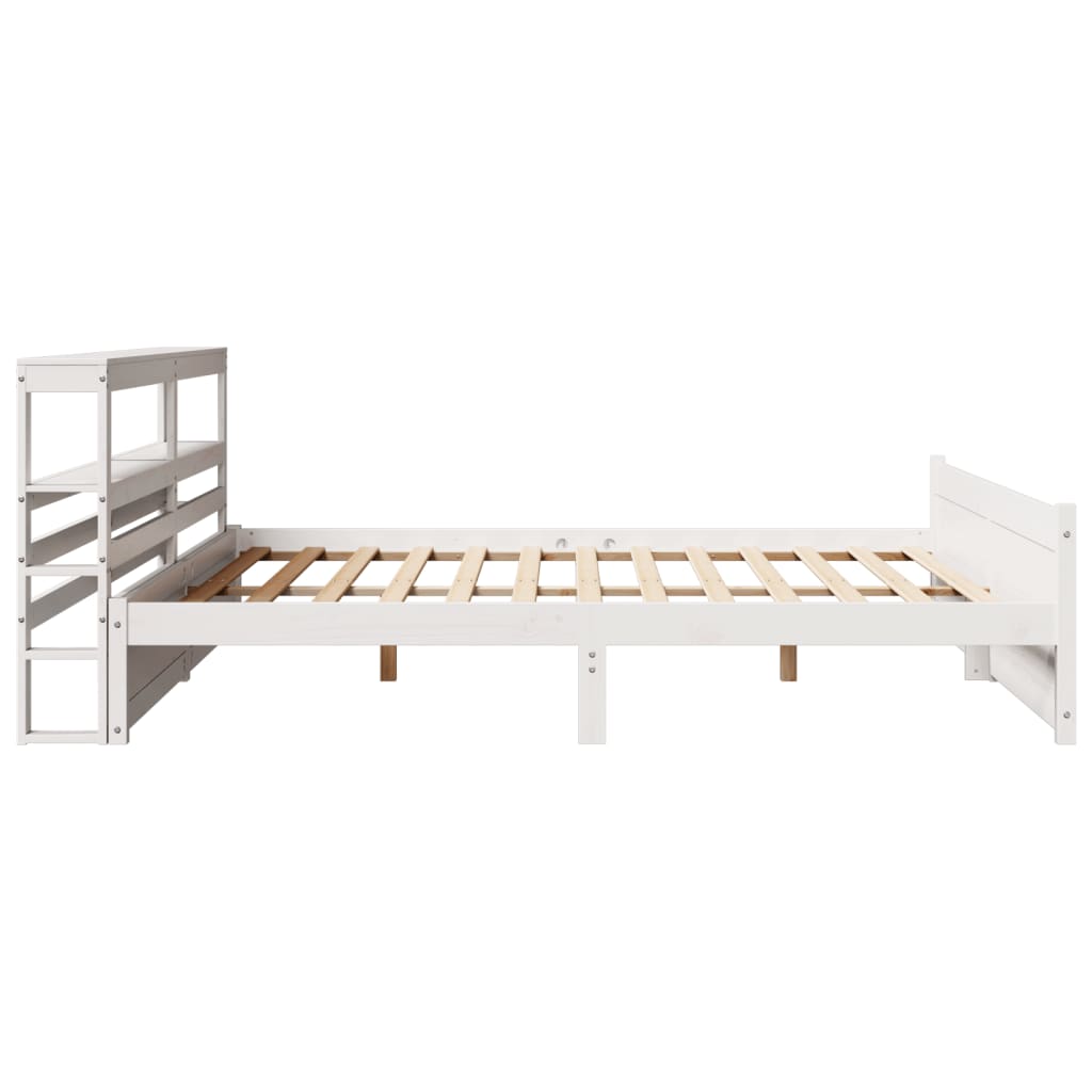 Bed Frame with Headboard without Mattress White 180x200 cm Super King