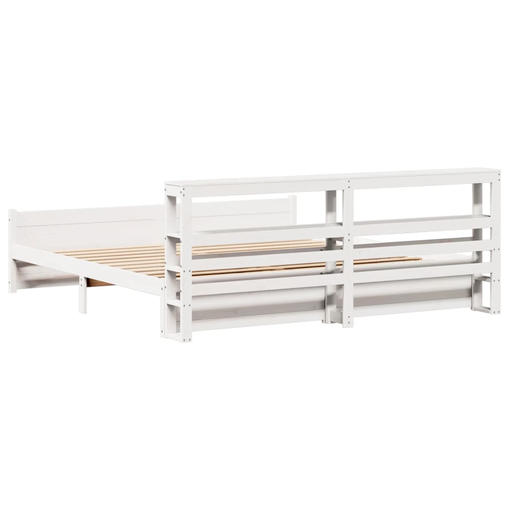 Bed Frame with Headboard without Mattress White 180x200 cm Super King