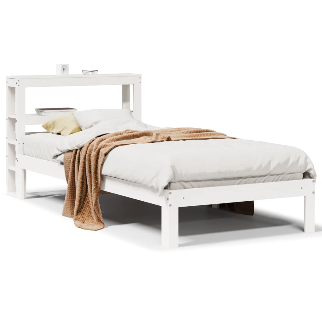 Bed Frame with Headboard without Mattress White 75x190 cm Small Single