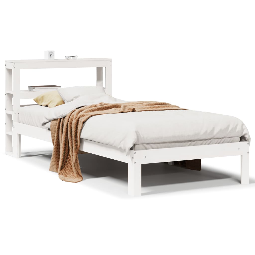 Bed Frame with Headboard without Mattress White 90x190 cm Single