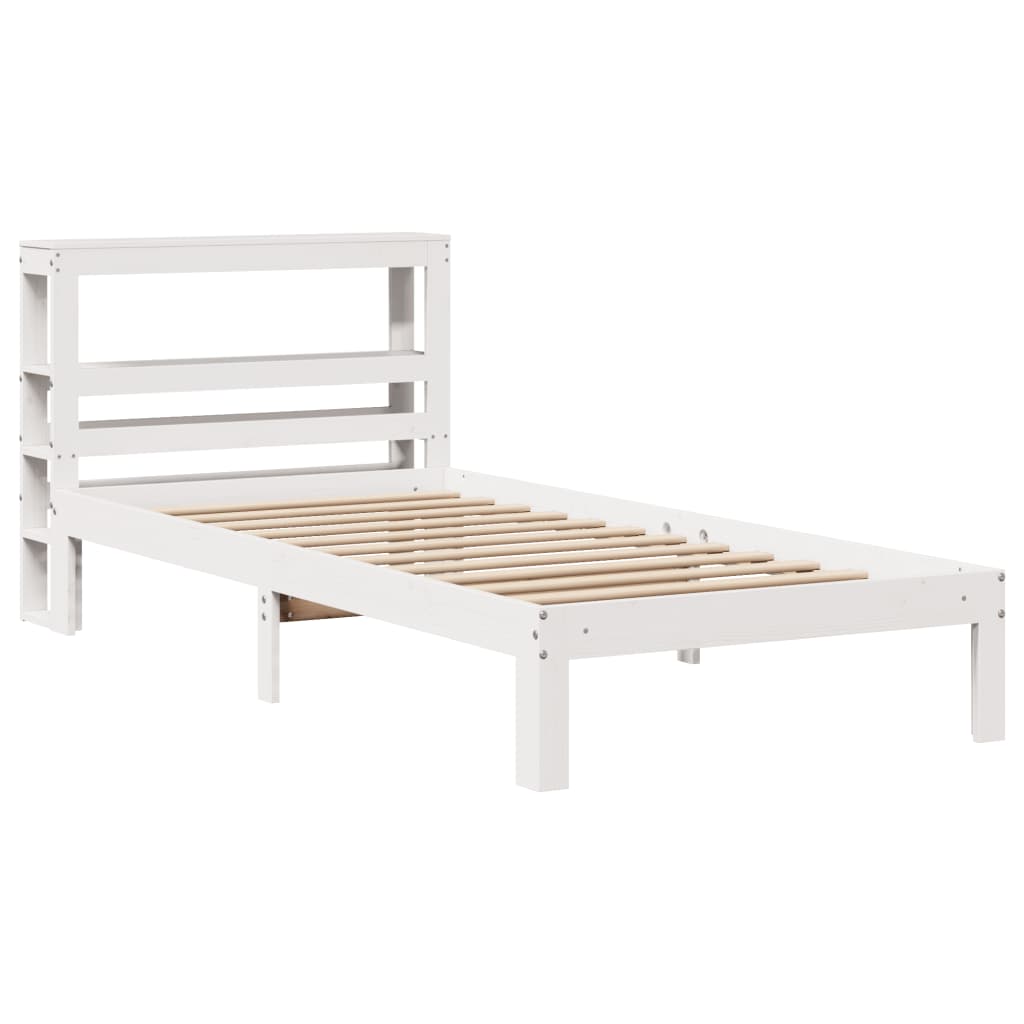 Bed Frame with Headboard without Mattress White 90x190 cm Single