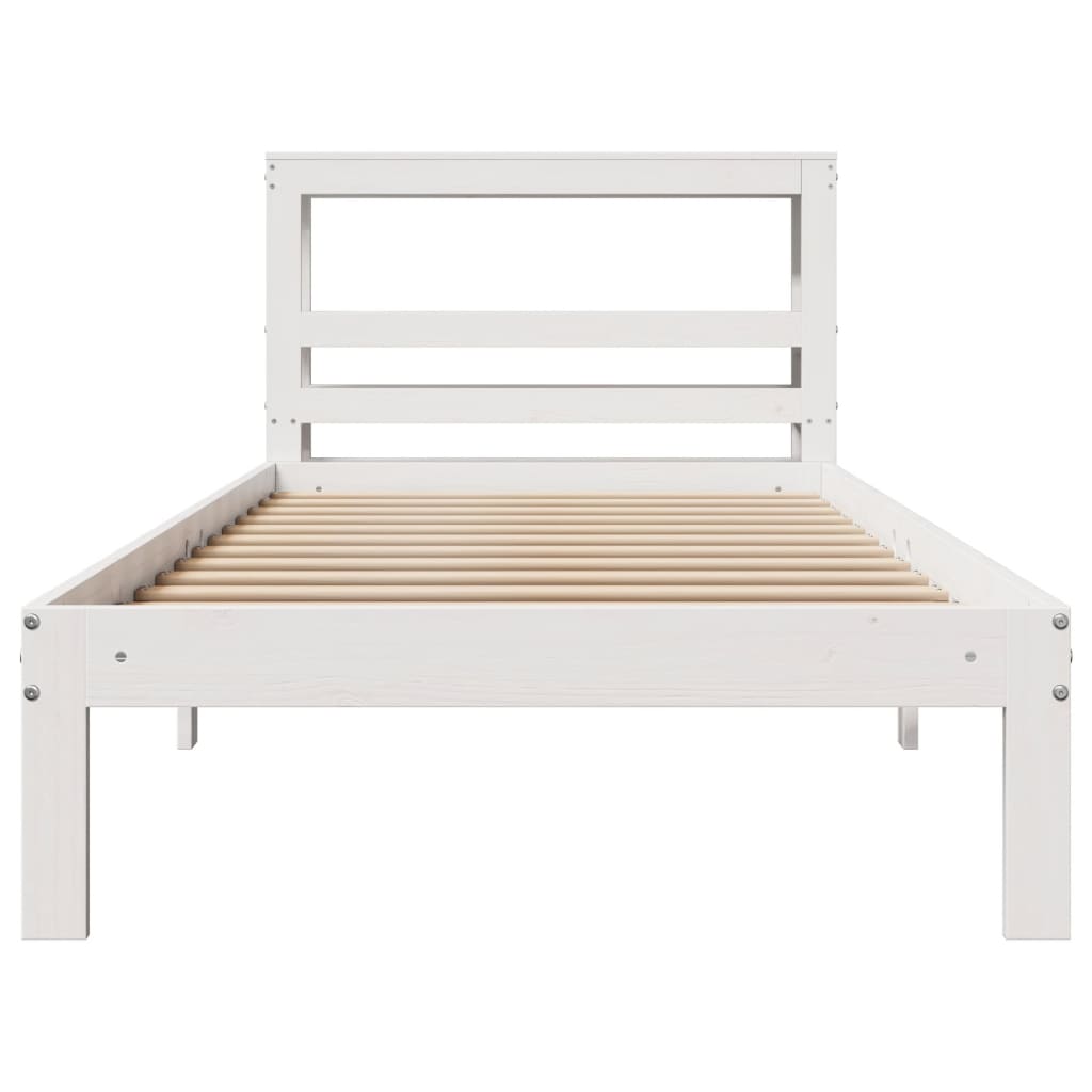 Bed Frame with Headboard without Mattress White 90x190 cm Single