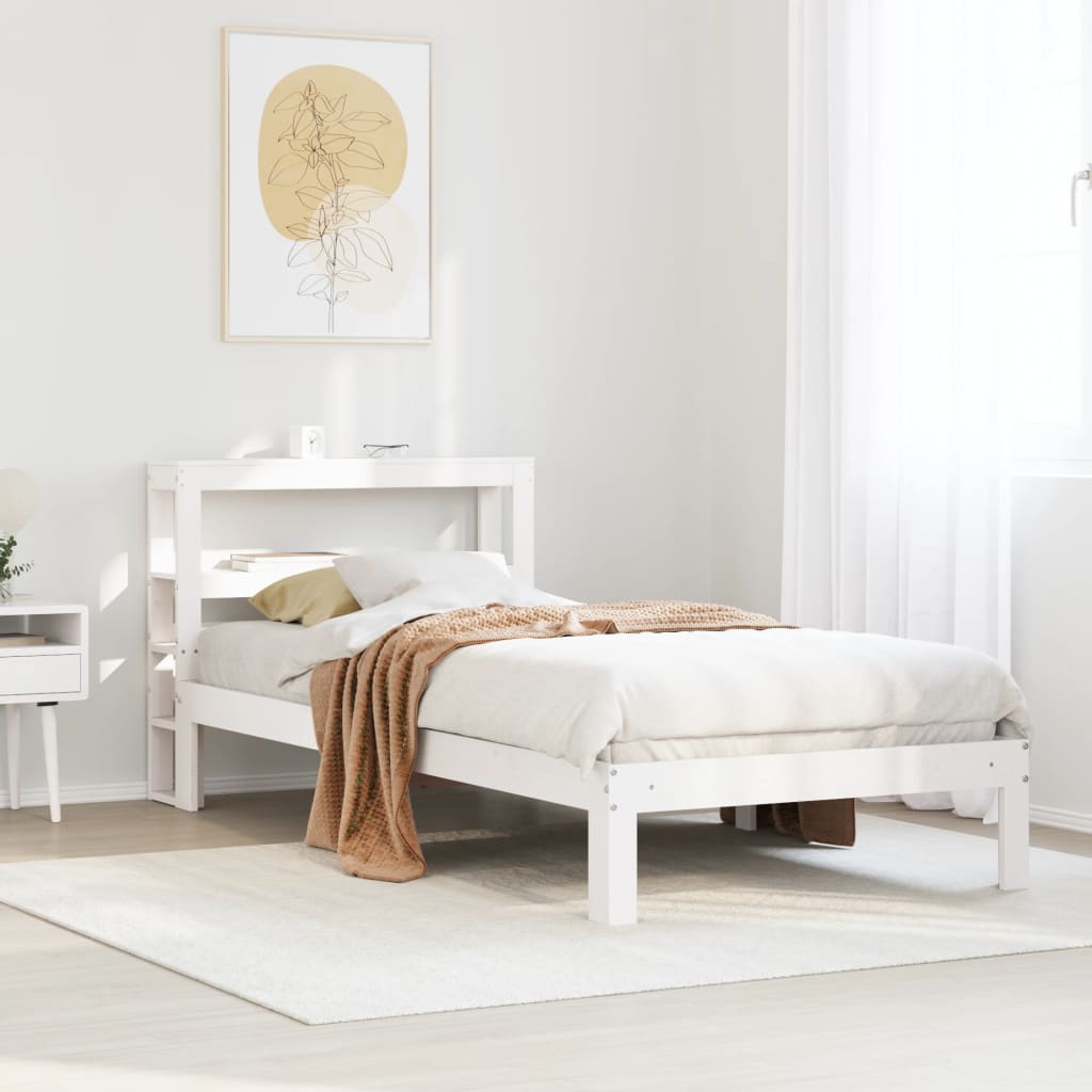 Bed Frame with Headboard without Mattress White 90x190 cm Single
