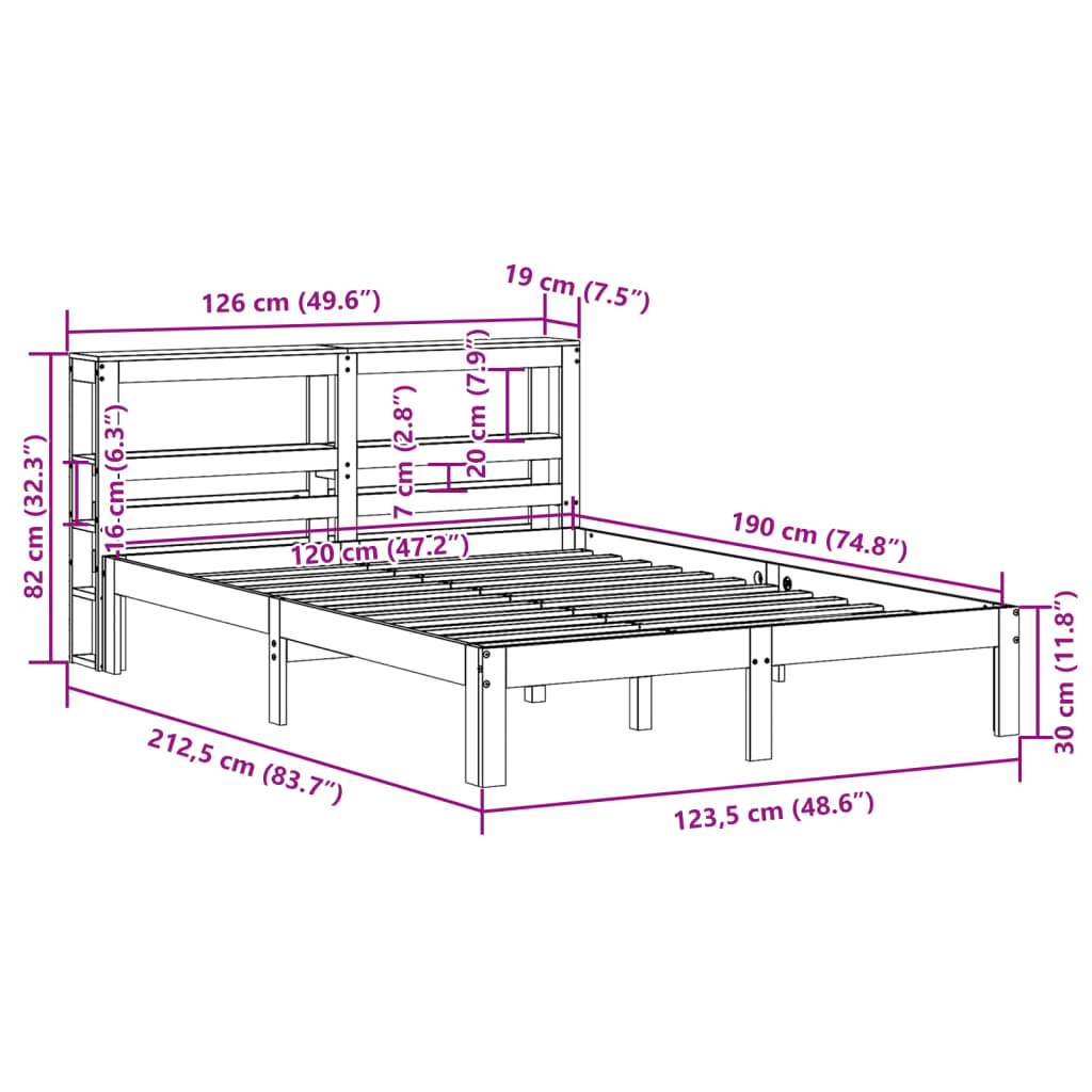 Bed Frame with Headboard without Mattress 120x190 cm Small Double