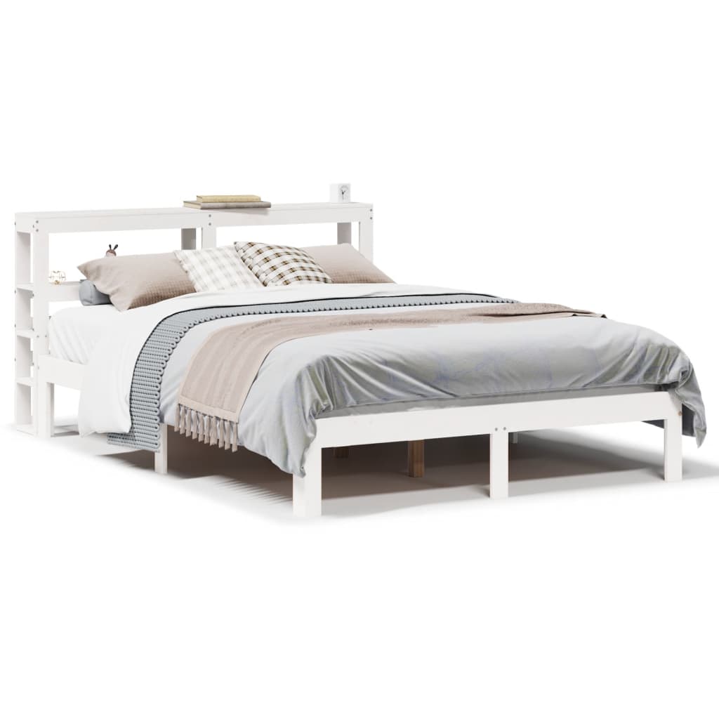 Bed Frame with Headboard without Mattress White 135x190 cm Double