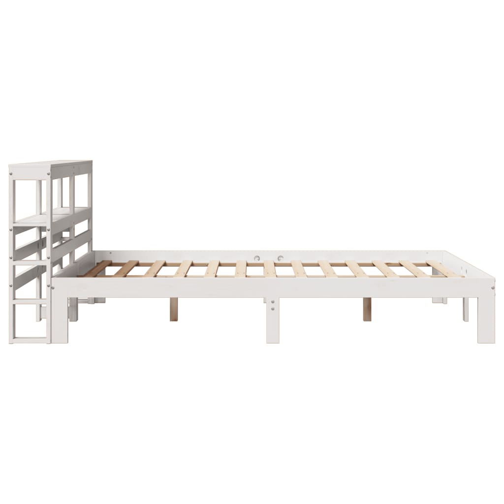 Bed Frame with Headboard without Mattress White 140x190 cm