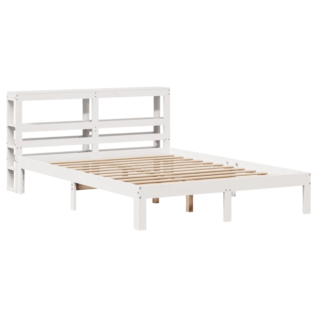 Bed Frame with Headboard without Mattress White 140x200 cm