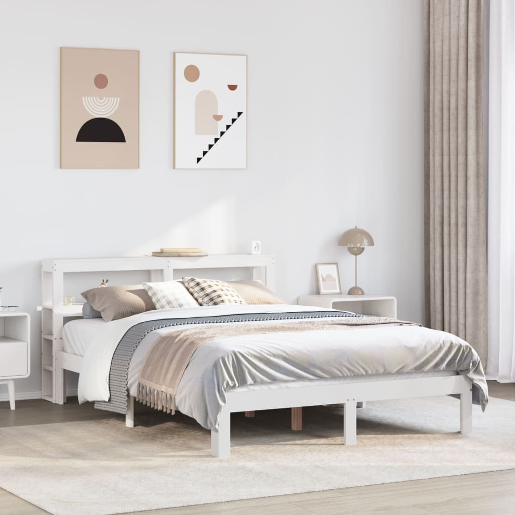 Bed Frame with Headboard without Mattress White 160x200 cm