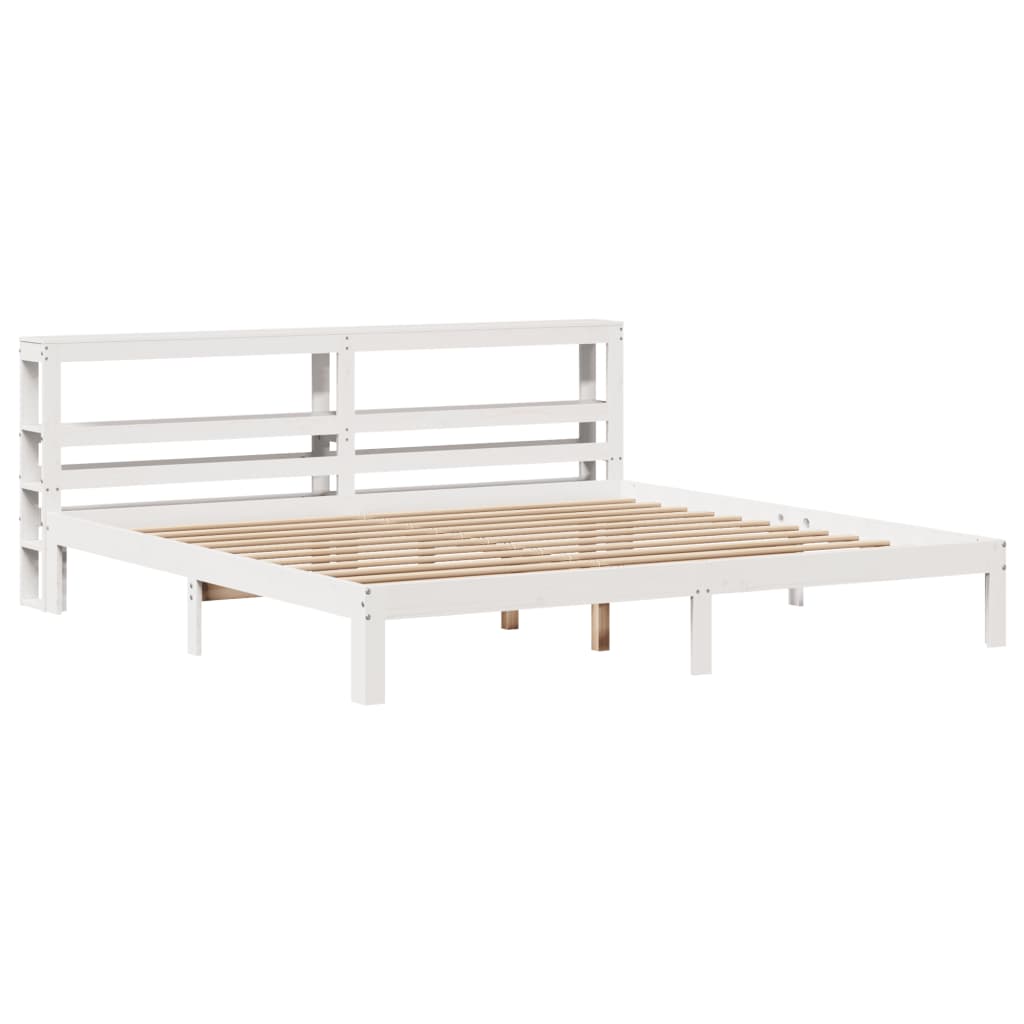Bed Frame with Headboard without Mattress White 180x200 cm Super King
