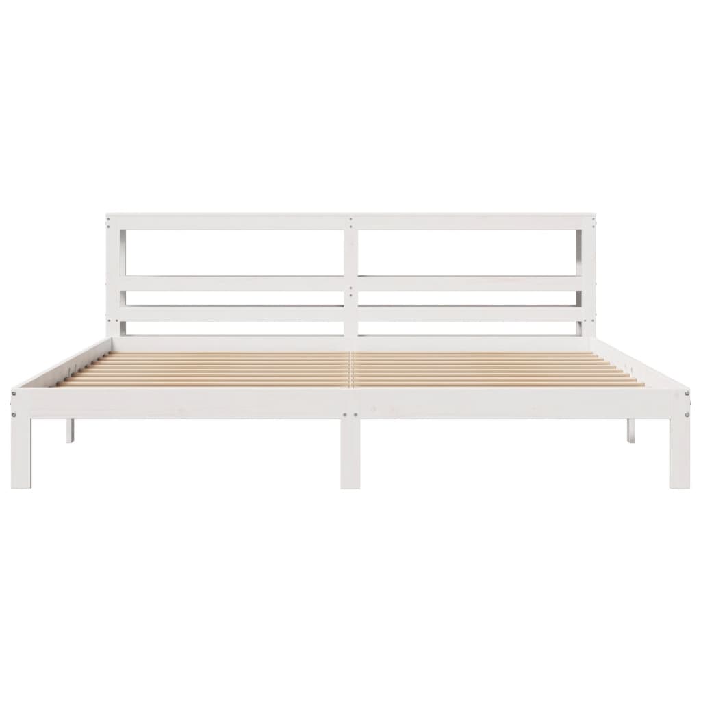 Bed Frame with Headboard without Mattress White 180x200 cm Super King