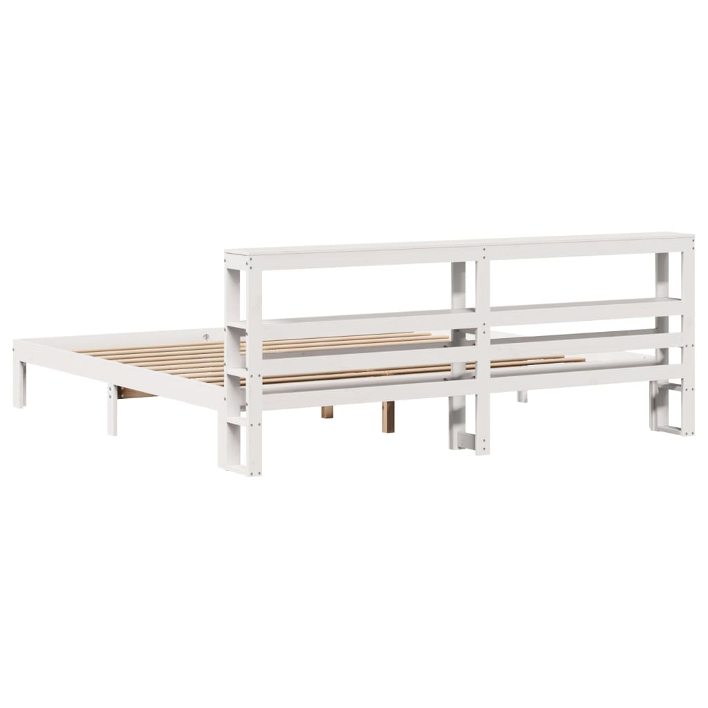 Bed Frame with Headboard without Mattress White 180x200 cm Super King